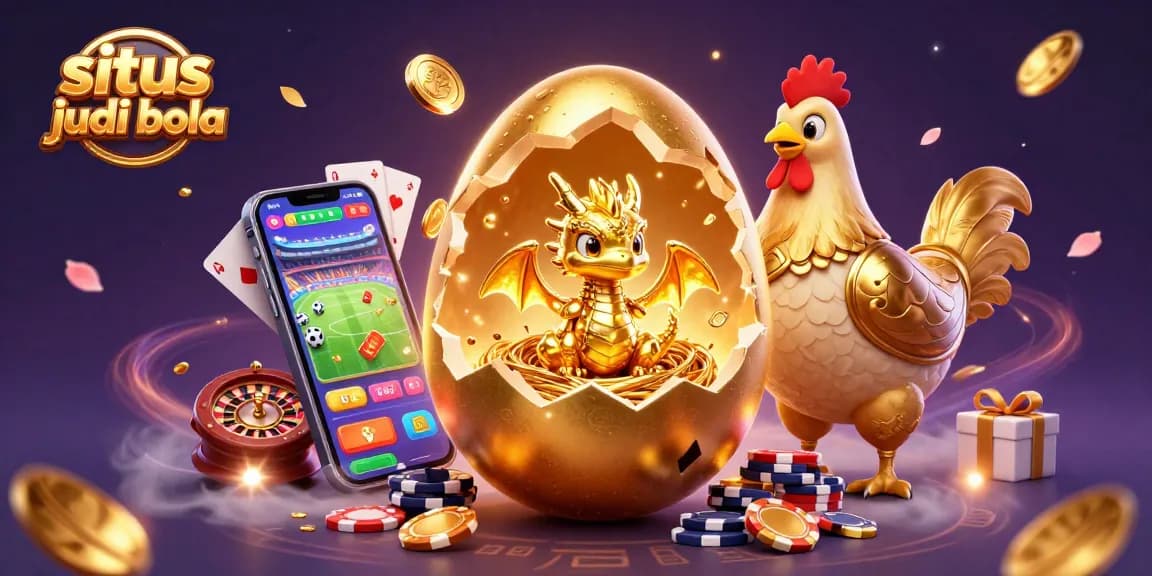 Experience the excitement of situs judi bola with a golden dragon and sports betting action.