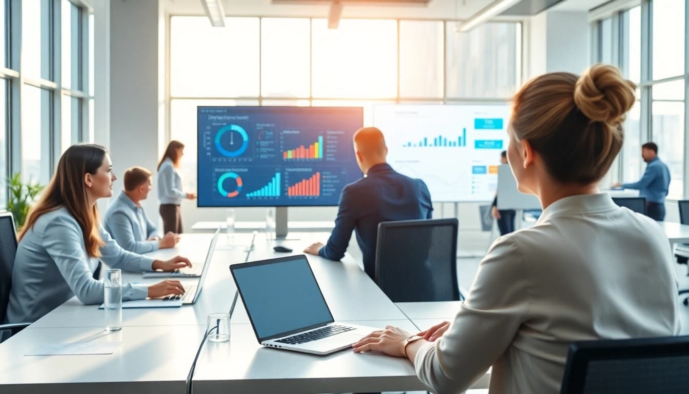 AI assistant for enterprise streamlining workflows in a modern office setting
