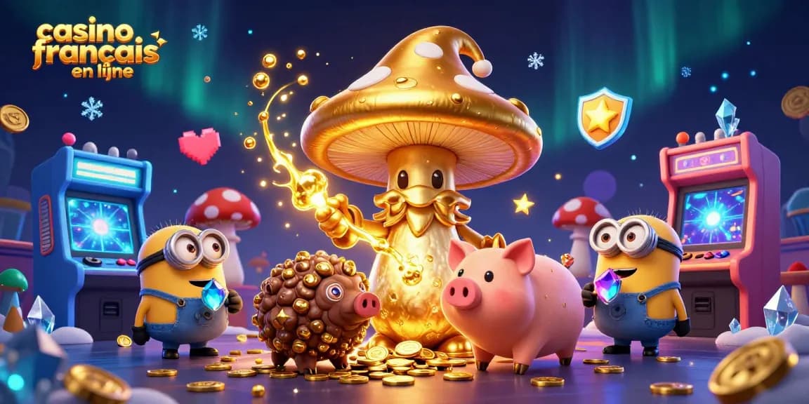 Jouez dans un casino français en ligne immersif avec des personnages de jeux animés d'une illustration 3D.