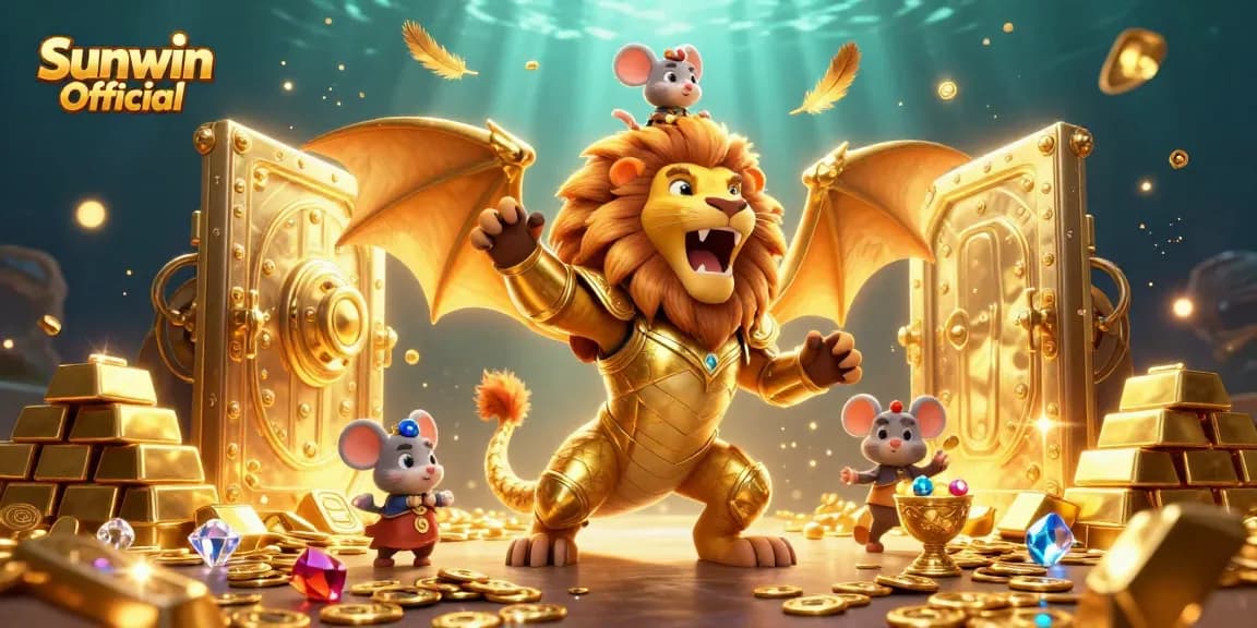 Experience thrilling excitement with Sunwin Official, featuring an engaging 3D chimera and treasure scene.