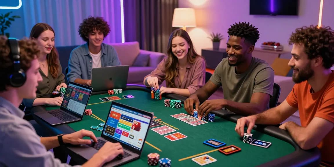 Exciting game night at credit card casinos at scoarch.org.uk with players enjoying online gambling.