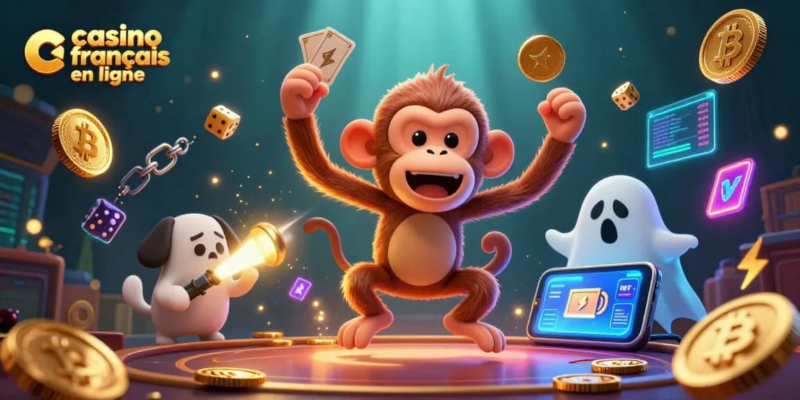 Jouer sur un casino français en ligne avec un esprit poltergeist singe et un chiot chasseur de fantômes.