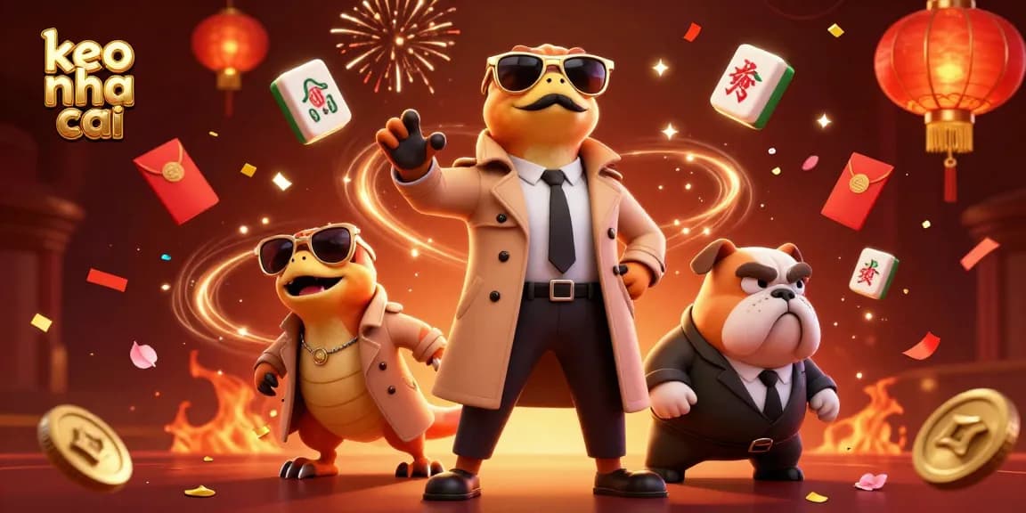 Experience the excitement of keo nha cai with lively characters and festive elements in a vibrant casino scene.
