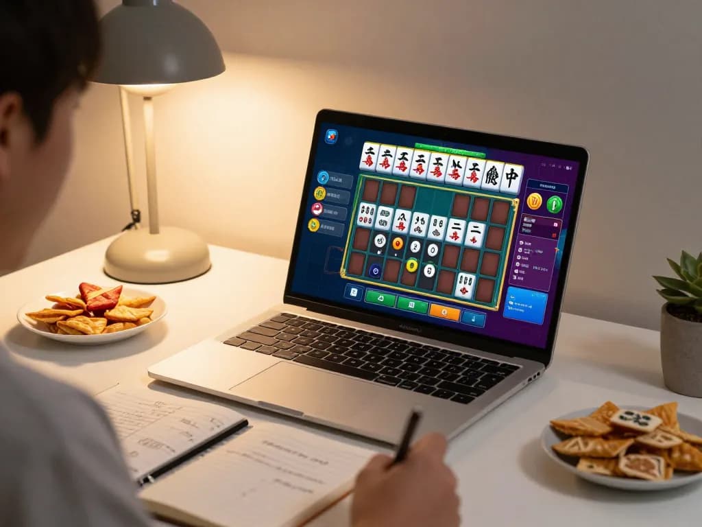 Engaging gameplay of mahjong ways slot with a player immersed in the online gaming experience.