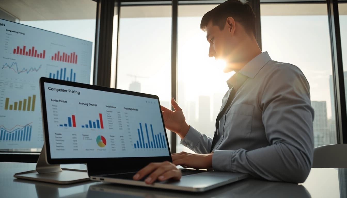 Analyze competitor pricing using data visualization tools for strategic insights.