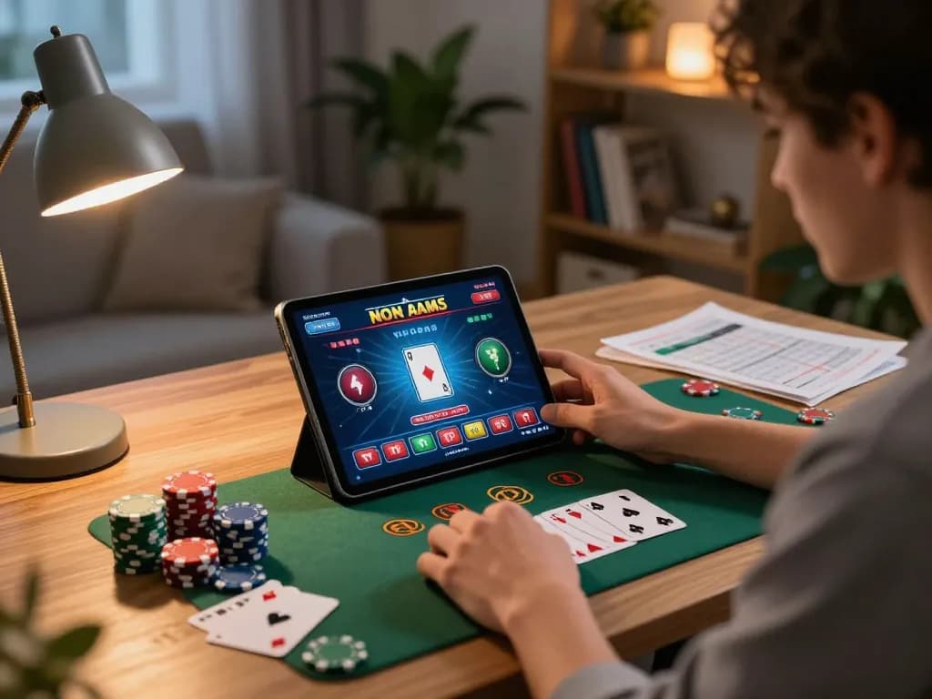 Engaging scene of online casino italiani non aams gaming setup with player reviewing strategy notes.