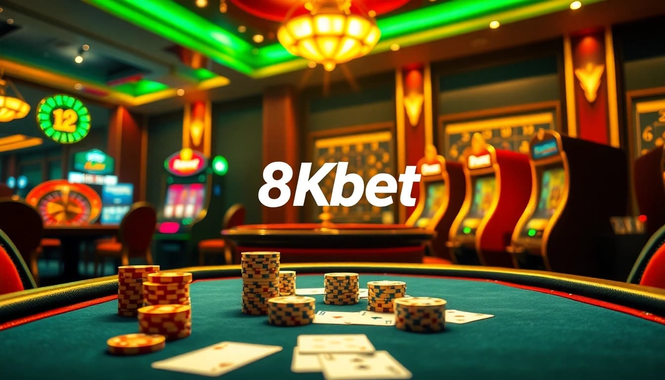 Experience high-stakes poker action at 8kbet with luxurious casino ambiance and vibrant game tables.