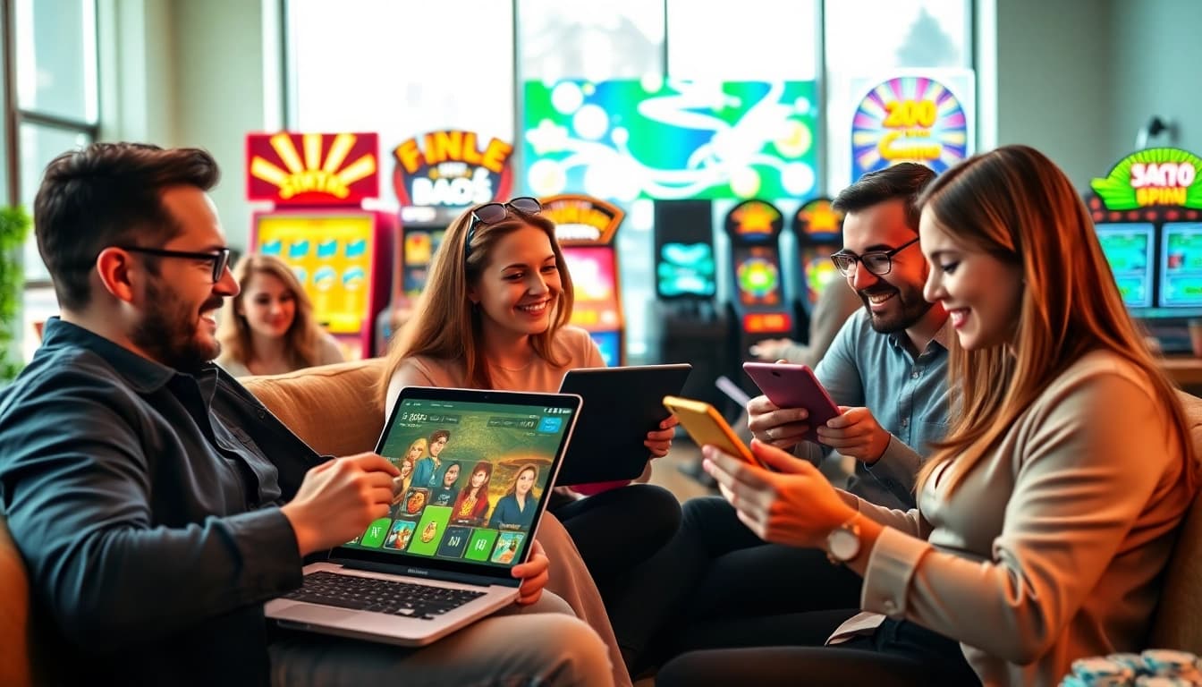 Spieler genießen casino online spiele in einem aufregenden Online-Casino-Umfeld.