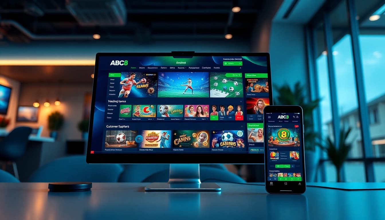 ABC8 online betting platform interface showcasing user-friendly features and diverse gaming options.