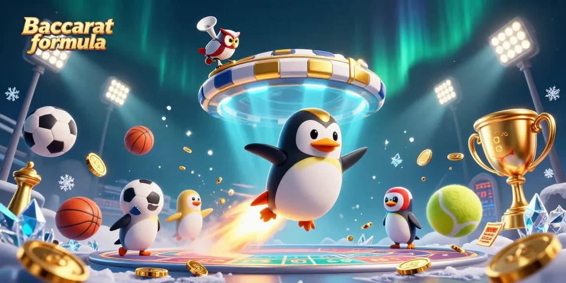 Catch winning strategies using the Baccarat formula in a vibrant casino-themed illustration.