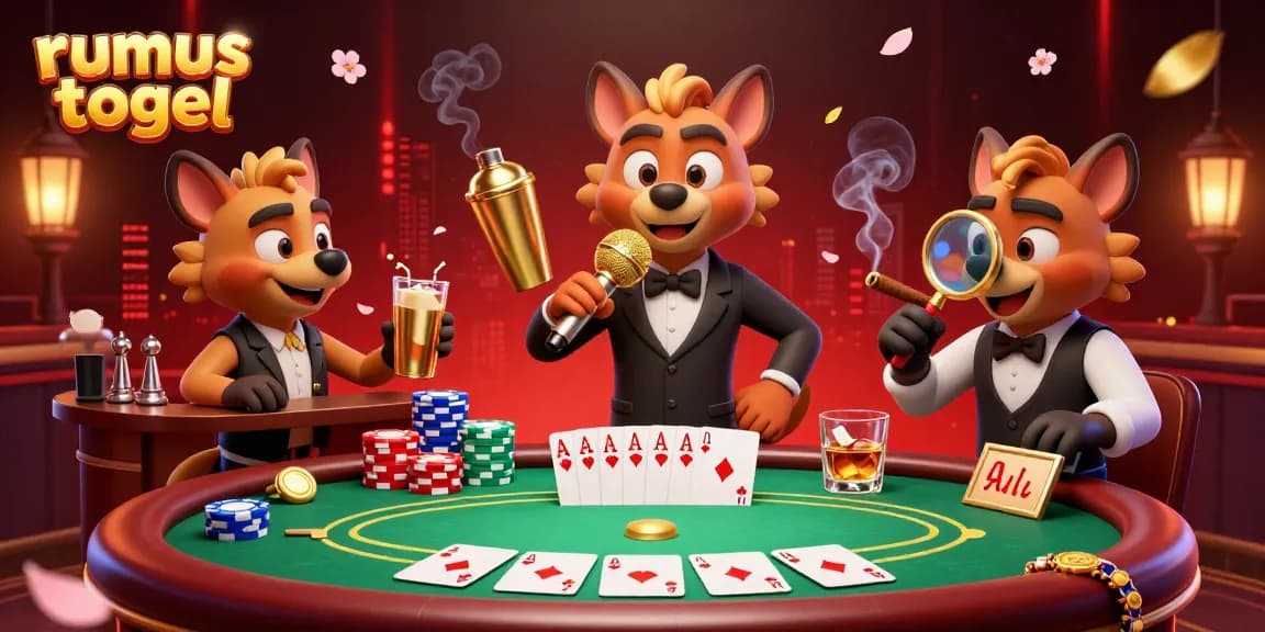 Engage with rumus togel in a lively casino setting featuring comedic hyenas at a vibrant poker table.