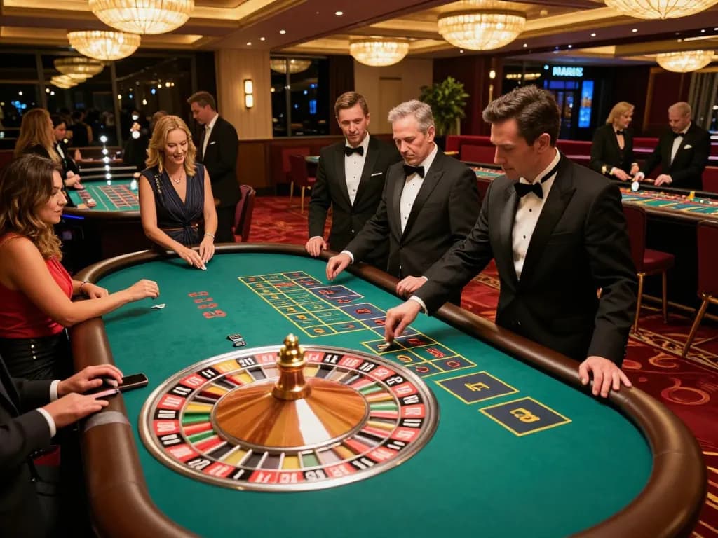 Engage with shbet link mới at a vibrant roulette table in an upscale casino.