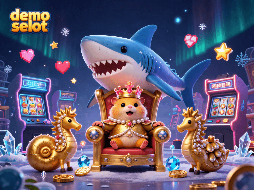 Play the exciting demo selot with a vibrant 3D cartoon scene featuring a hamster king and slot elements.