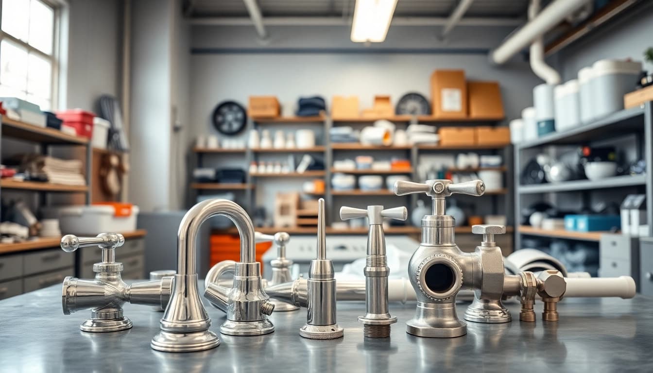 Sonni sanitär GmbH zeigt hochwertige Sanitärprodukte auf einem gut organisierten Arbeitsplatz.