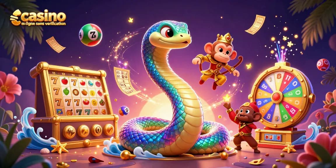 Profitez du casino en ligne sans vérification avec une scène magique pleine de jeux d'argent.