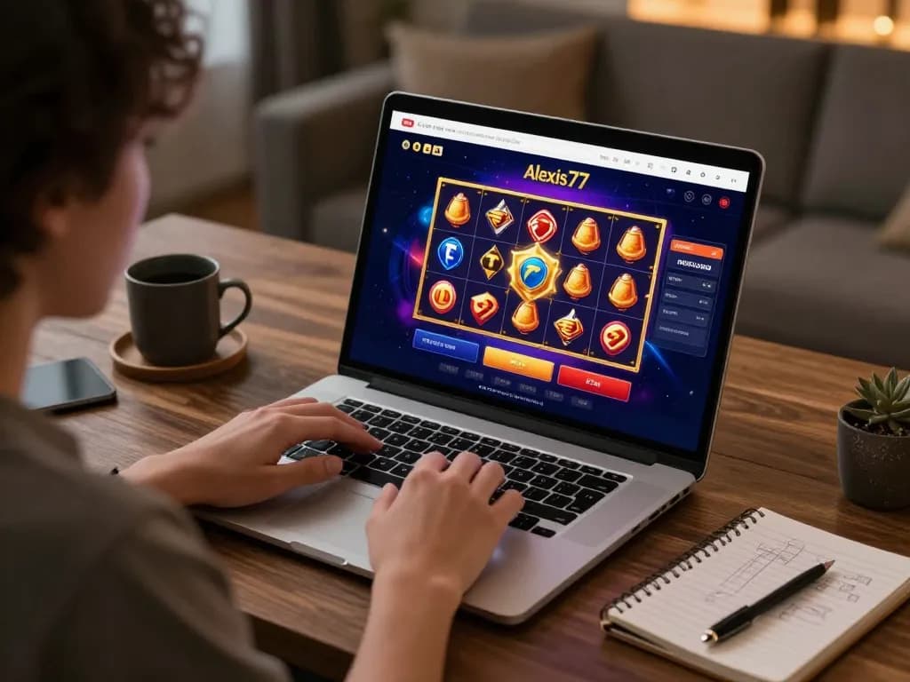 Engaging with alexis77 online gaming interface showing potential jackpot on screen