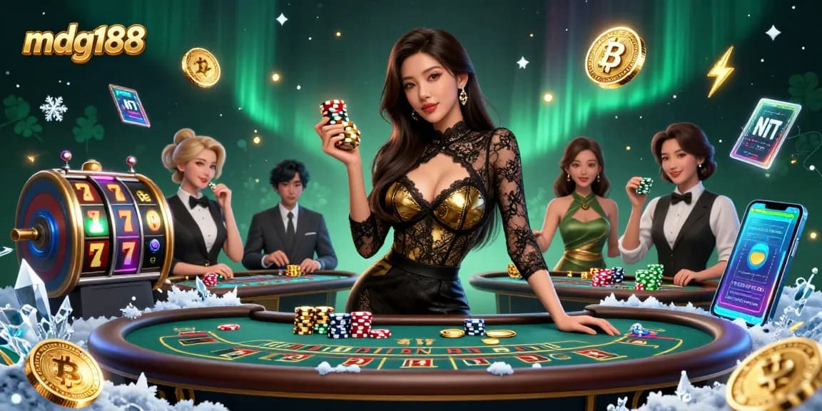 Experience high-stakes gaming with mdg188 at a luxurious casino tableau.