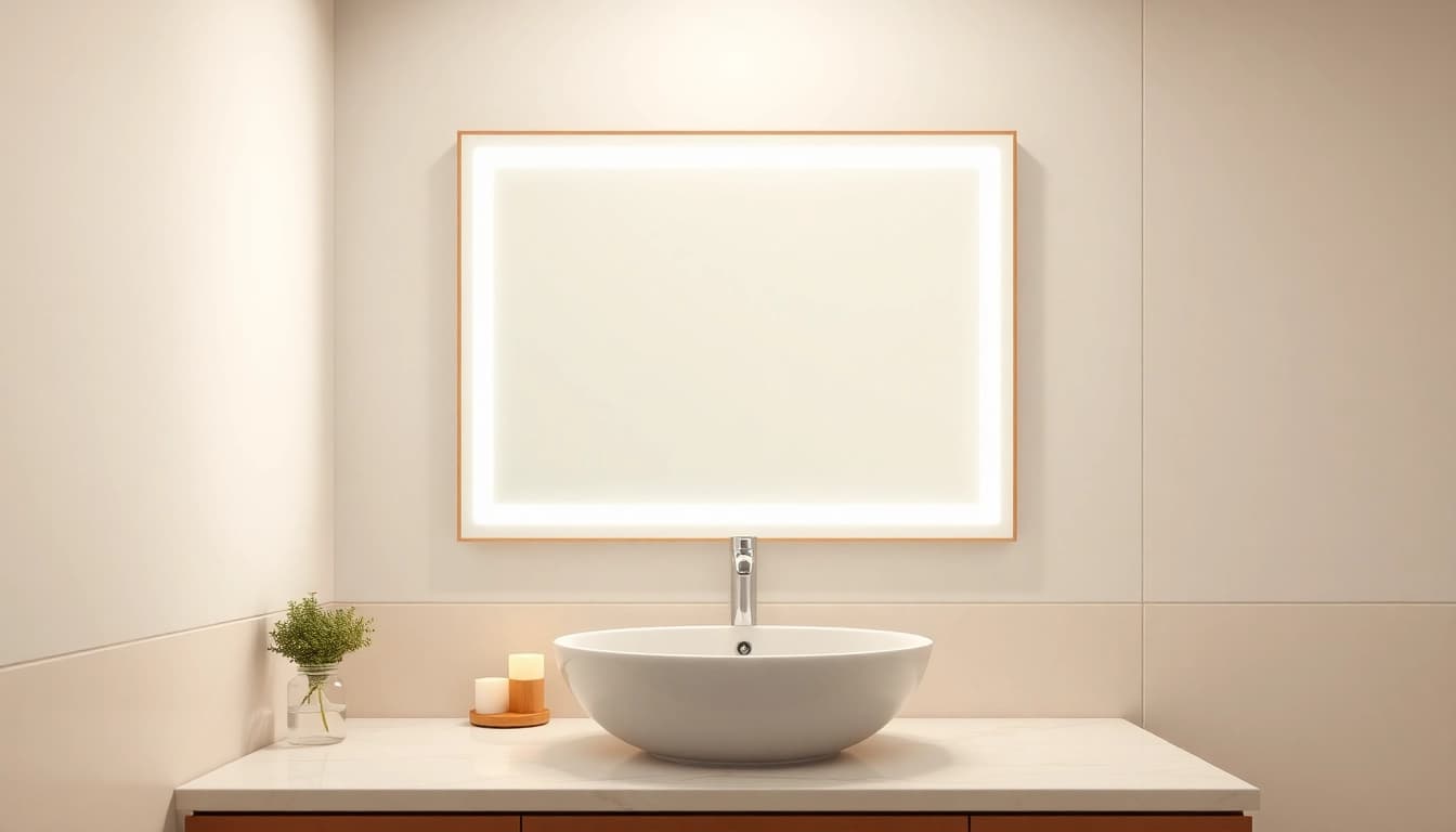 Illuminate your space with a stylish mirror light mirror reflecting modern design and warm ambiance.