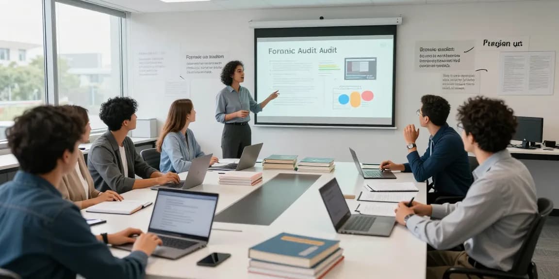 Pelatihan auditor forensik profesional di aafikotaserang.org dengan peserta mendiskusikan studi kasus.