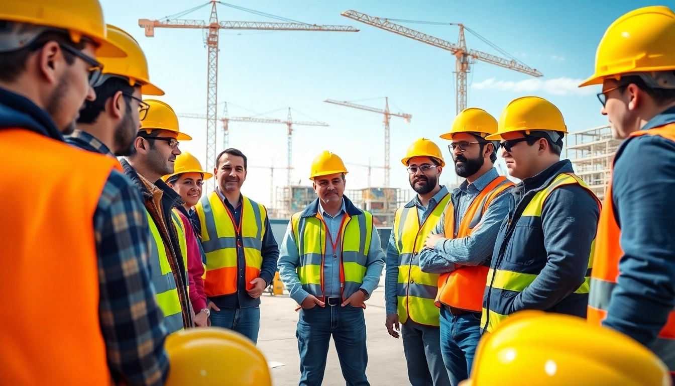 Engaging construction site safety training session focused on safety and teamwork.