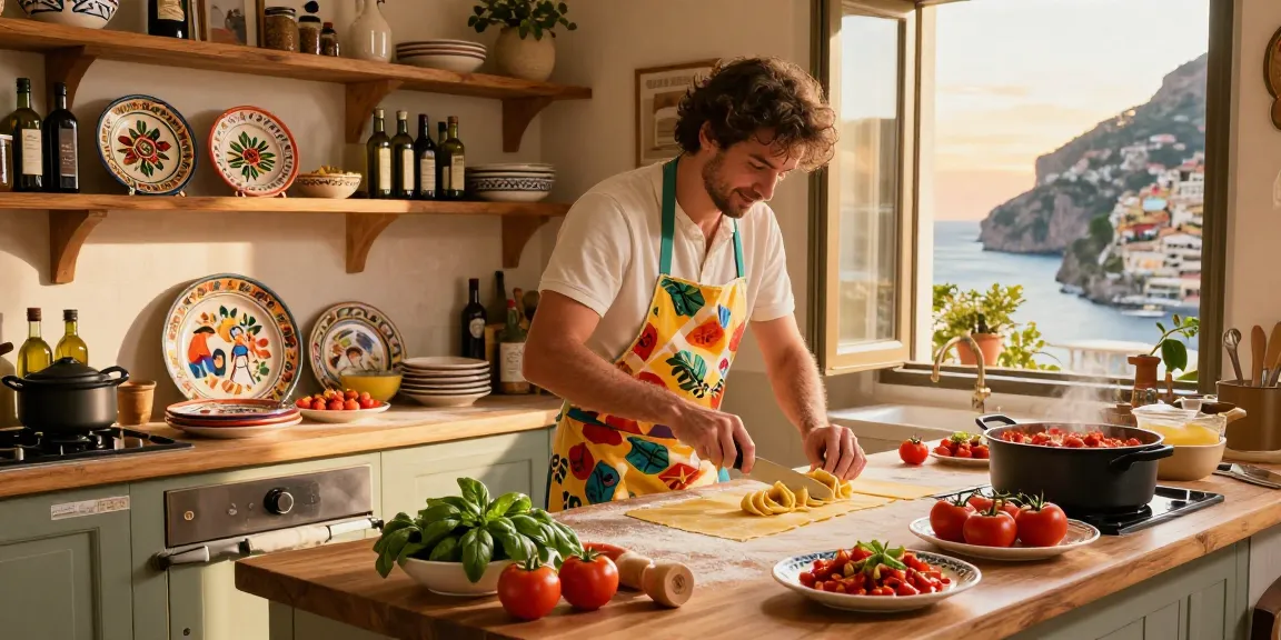 Delicious Italian food preparation scene showcasing fresh ingredients and vibrant dishes