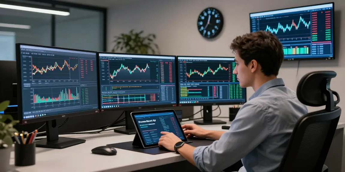 Real-time Forex data analysis using precious metal WebSocket API on multiple monitors in a high-tech trading environment.