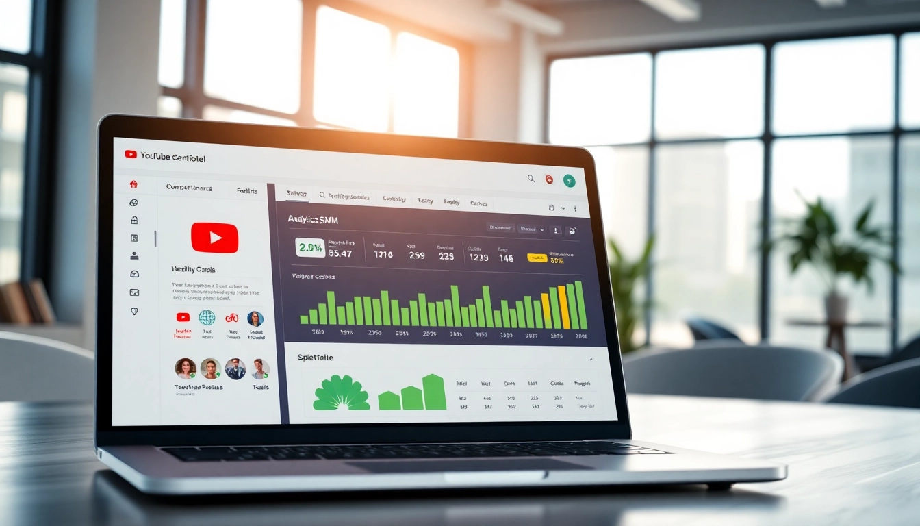 Engage with the features of a youtube smm panel displaying analytics in a digital workspace.