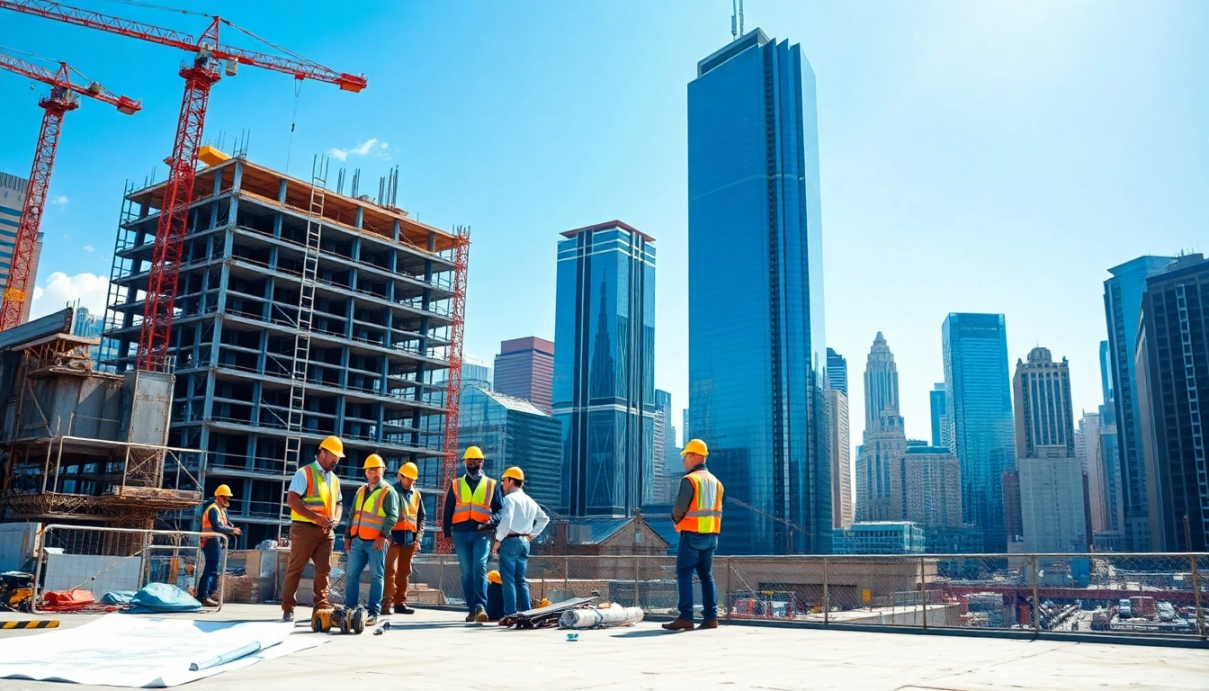 Skilled Manhattan General Contractor managing a dynamic construction site with a team in action.