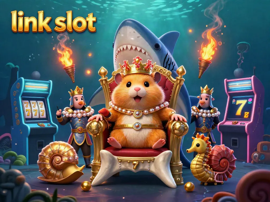Gambaran slot link yang menarik dengan raja hamster emas dan elemen permainan kasino.