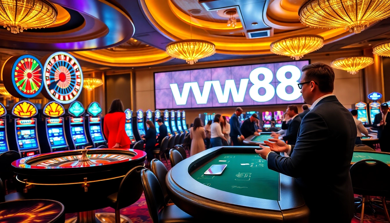 Engage with thrilling gameplay at ww88 in a vibrant casino atmosphere filled with excitement.