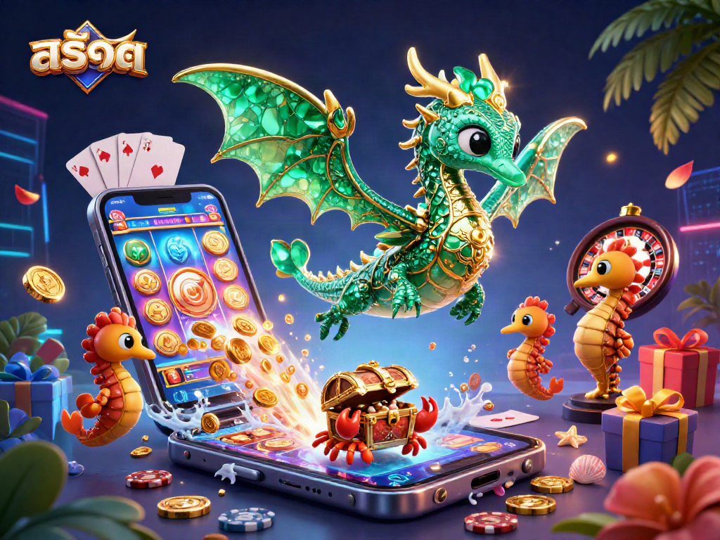 Spin winning สล็อต reels with an emerald sea dragon and treasures in vibrant 3D