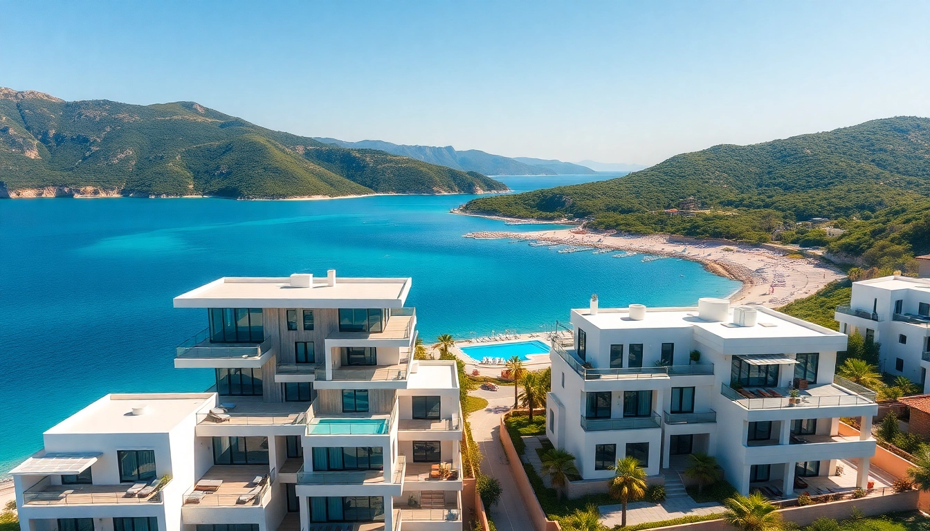 Buy property in Alanya with this beautiful view of stunning villas and a picturesque coastline.