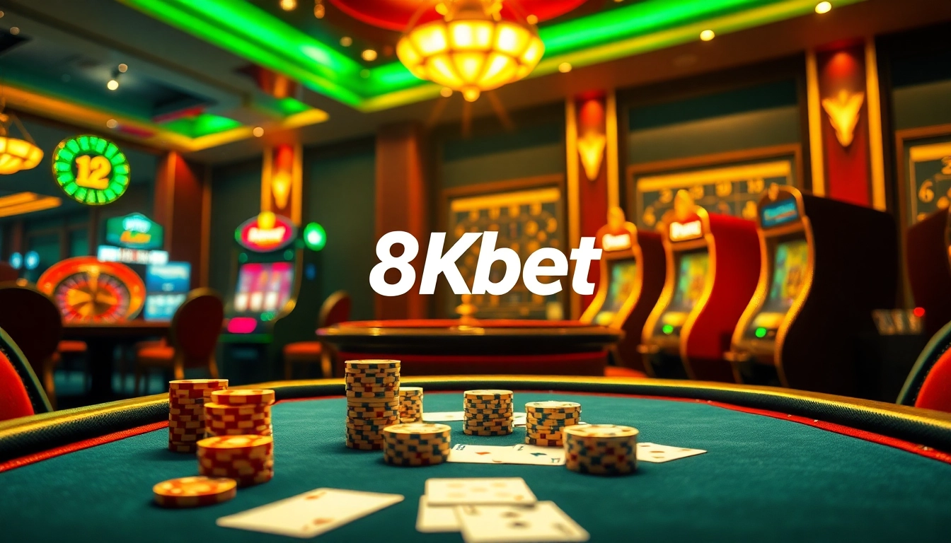 Experience high-stakes poker action at 8kbet with luxurious casino ambiance and vibrant game tables.