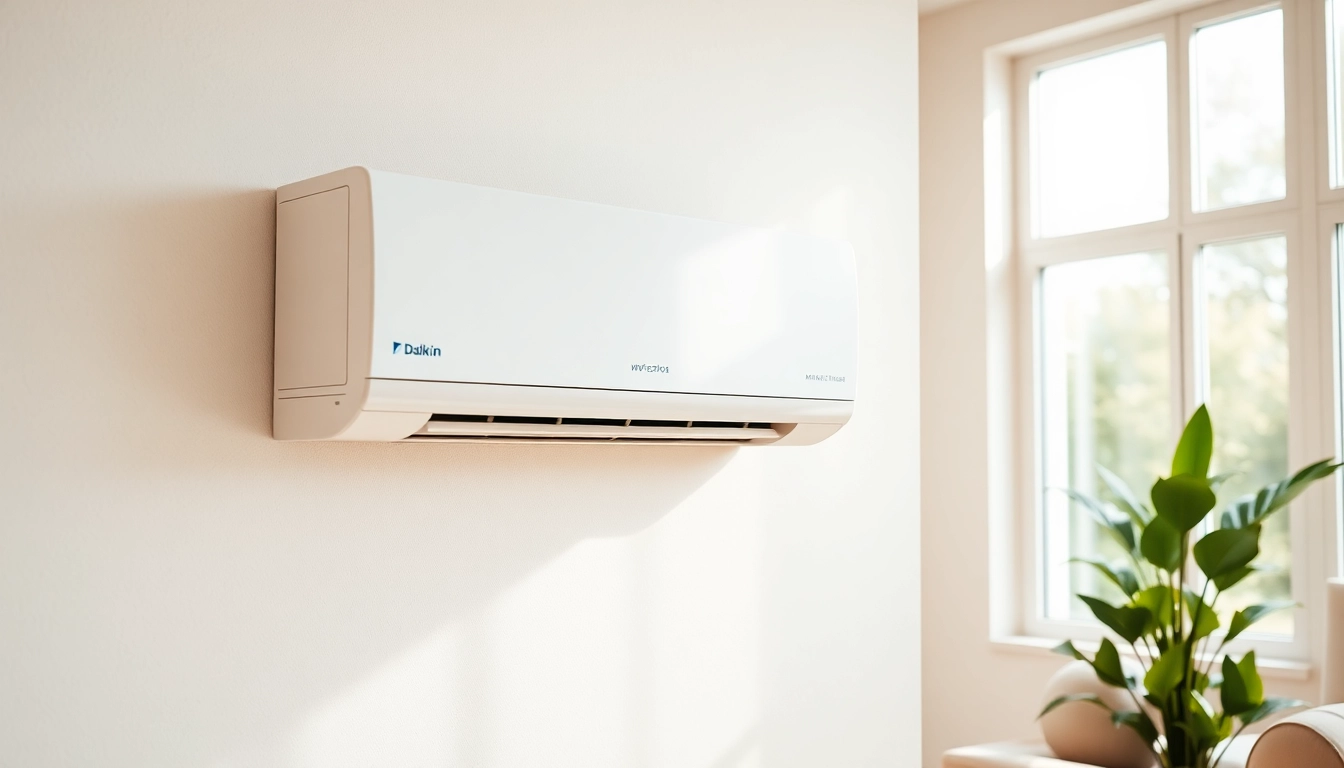 Discover the energy-efficient Daikin mini split ac unit elegantly installed in a contemporary living room.