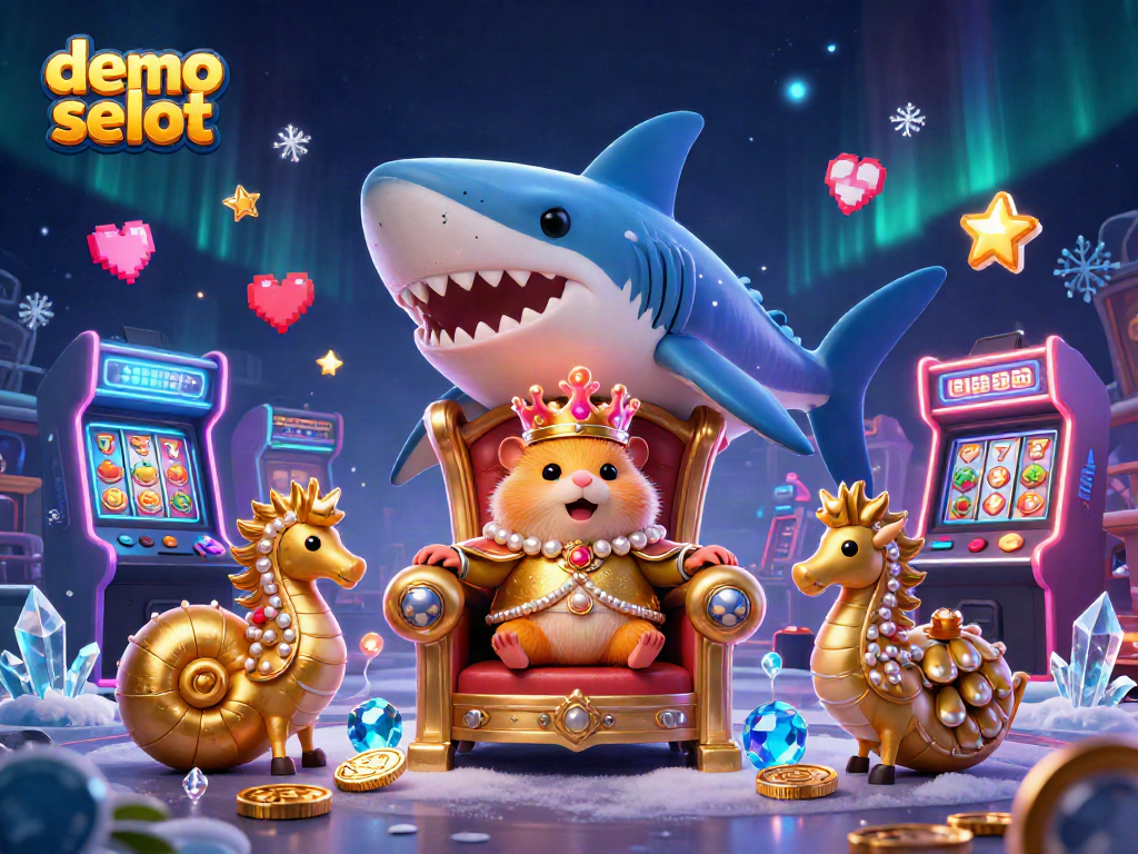 Play the exciting demo selot with a vibrant 3D cartoon scene featuring a hamster king and slot elements.