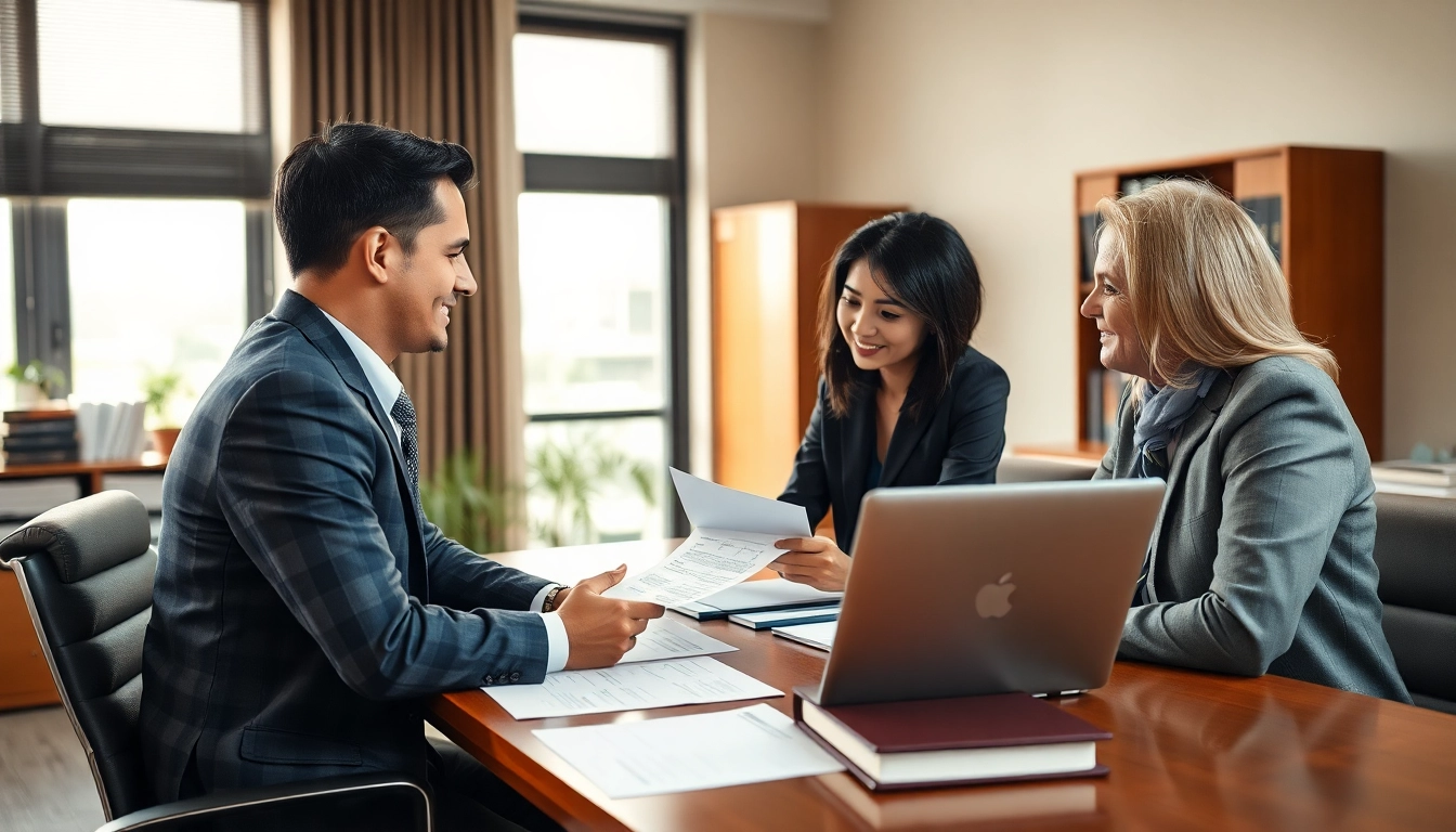 Truck accident attorney Clearwater consulting with clients in a professional office.