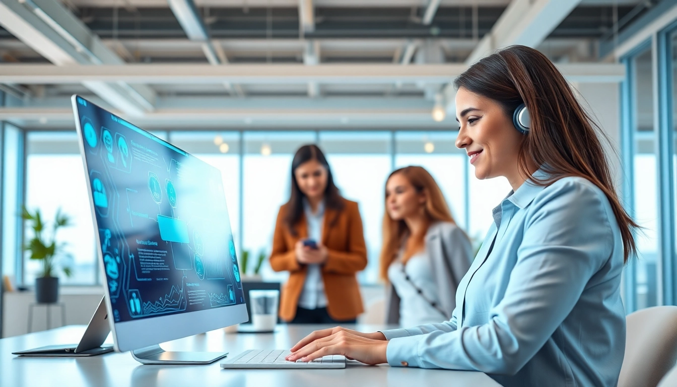 Engaging assistant for enterprise in a collaborative office setting with a focus on teamwork.
