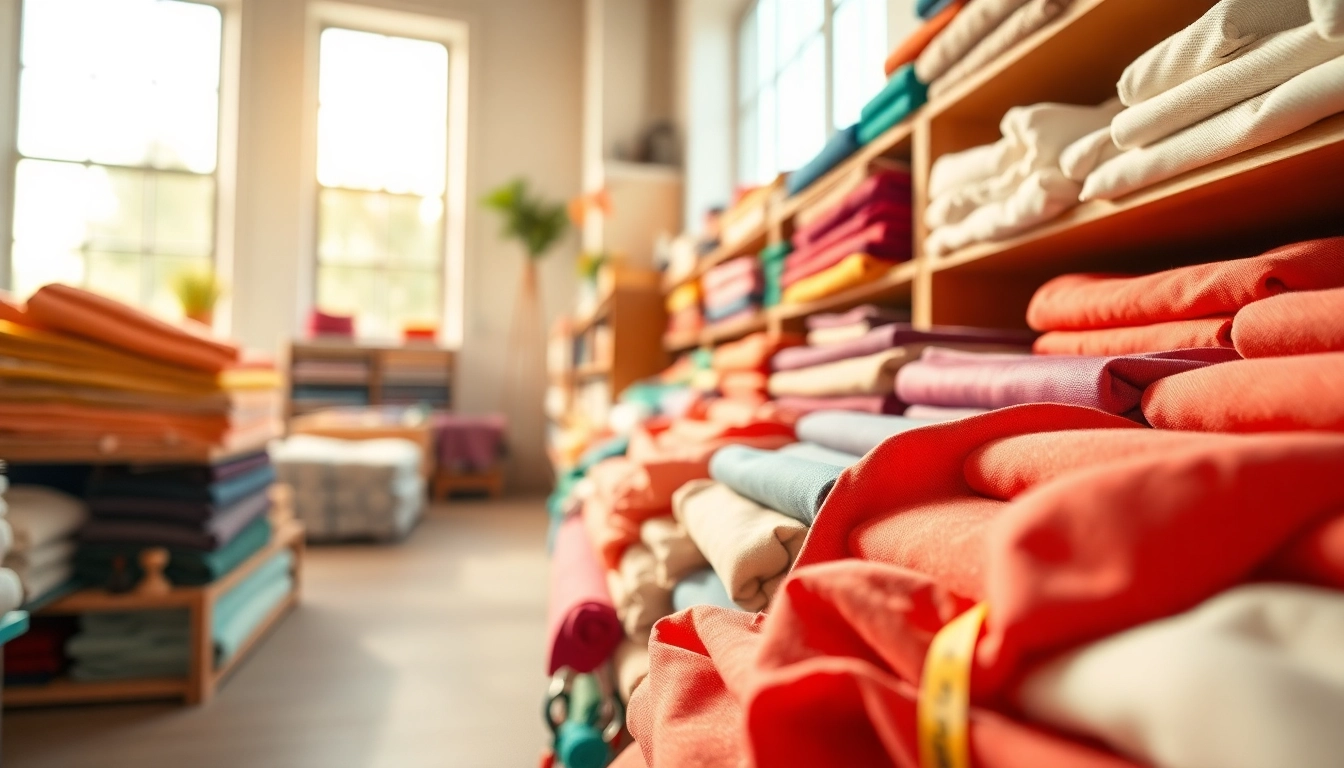 Katoen stof kopen: Kleurrijke, diverse stoffen in een stijlvolle textielwinkel.