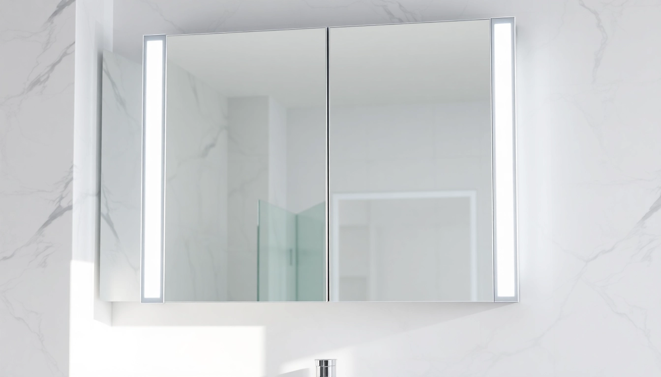 Sonni Spiegelschrank mit LED-Beleuchtung und modernem Design in stilvollem Badezimmer
