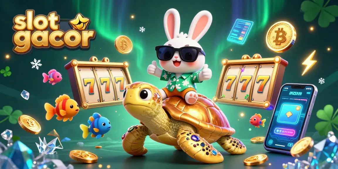 Play slot gacor for thrilling jackpots with an exciting scene of a lucky rabbit and sea turtle.