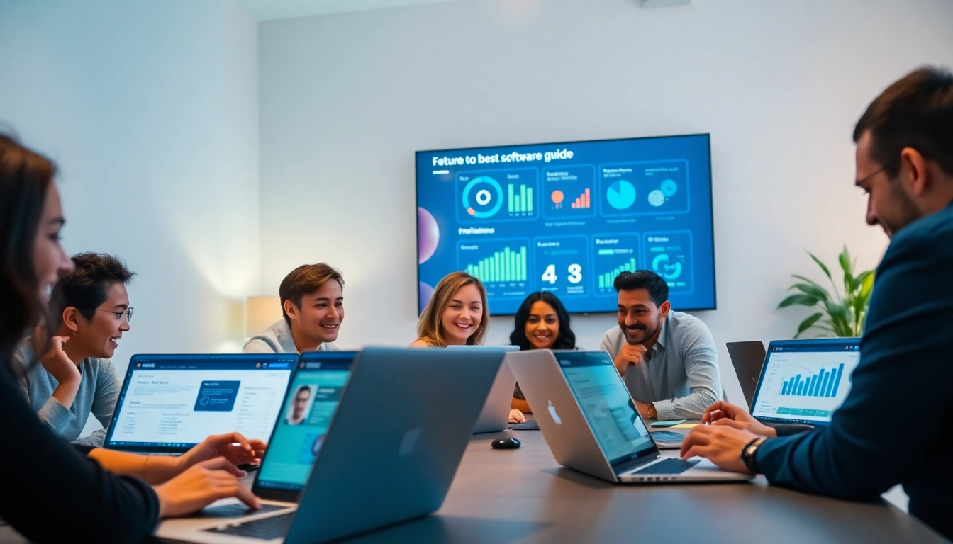 A team collaborating in a modern workspace, exemplifying the best software guide for 2025.