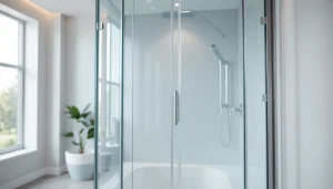 Stilvolle sonni Duschkabine in modernem Badezimmer mit klarem Glas und eleganten Details.