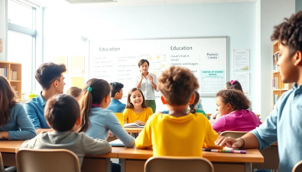 Students learning about Education concepts in an engaging classroom environment.