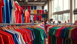 Shop unique discount football shirts showcasing vibrant designs and team colors.