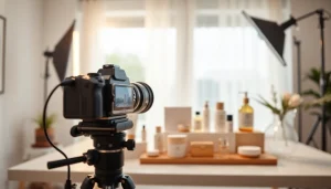 Fotografo di Prodotti che cattura dettagli di un elegante allestimento di prodotto.