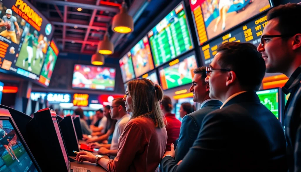 Engaging bettors at the best sports betting sites Mexico, enjoying a lively and dynamic atmosphere.