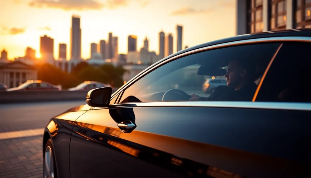 Chauffeur Hire in a luxury vehicle outside a hotel, showcasing elegance and professionalism.