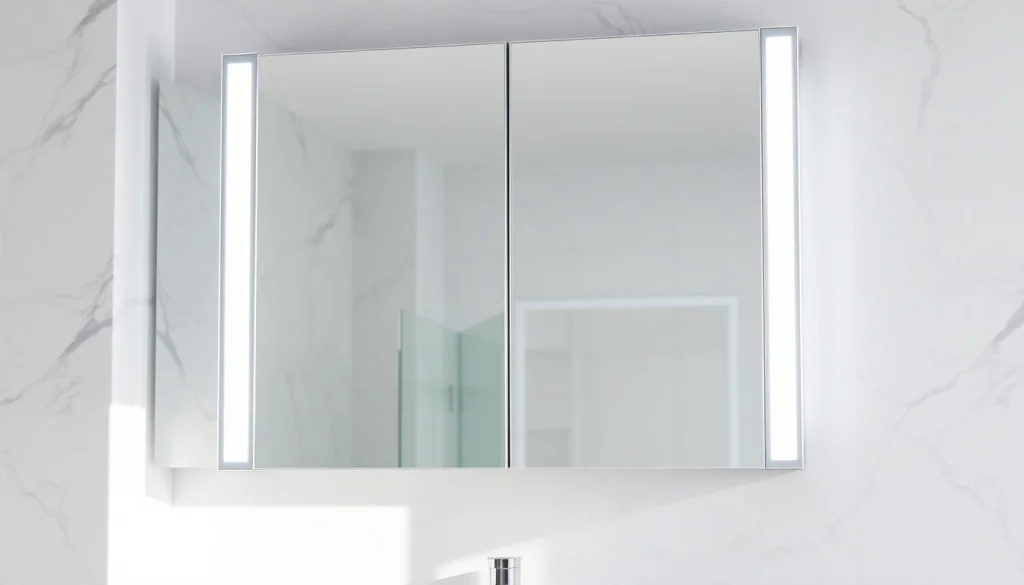 Sonni Spiegelschrank mit LED-Beleuchtung und modernem Design in stilvollem Badezimmer