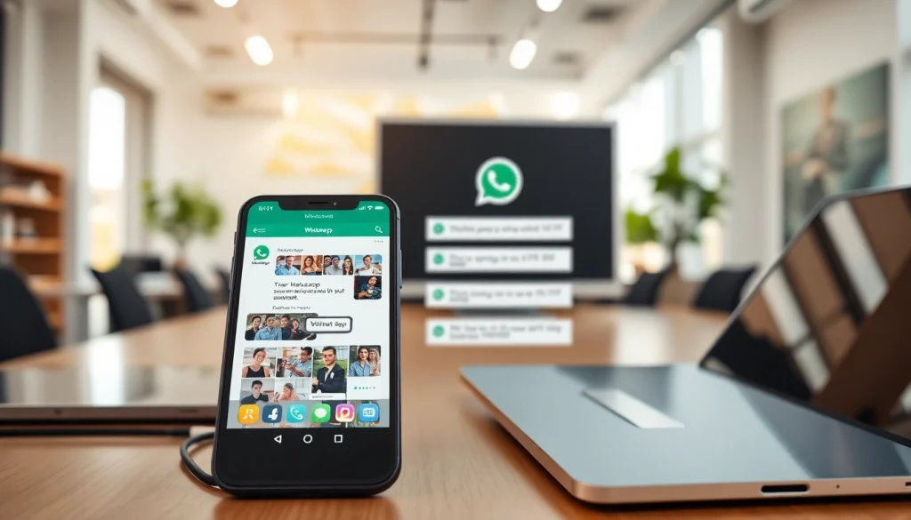 Engaging WhatsApp messaging interface showcasing ultramsg capabilities in a modern workspace.