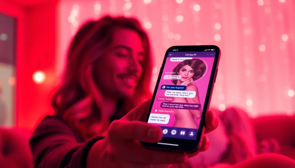 Engaging AI sexting chat interaction on a digital interface with vibrant colors.